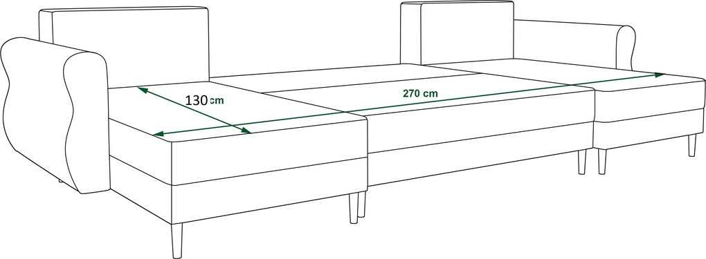 AKCIÓ Kinyitható U alakú ülőgarnitúra SILVIANO 300x140 cm, szürke + 2 díszpárna INGYENES II. osztály