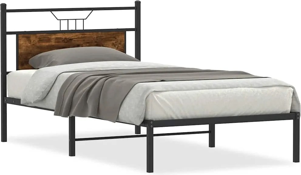 vidaXL füstös tölgy színű szerelt fa ágykeret matrac nélkül 90x190 cm