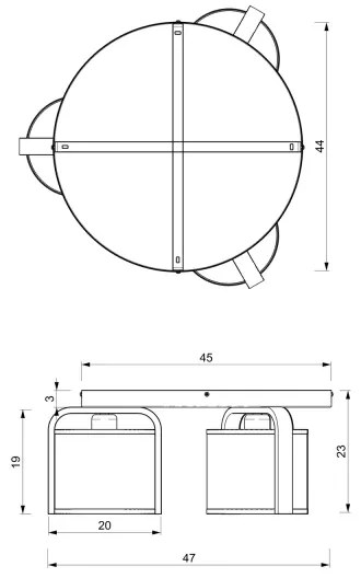 Felületre szerelhető csillár JONKO 3xE27/60W/230V