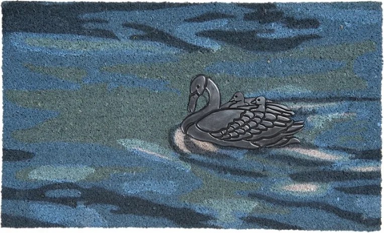 Kék hattyús ajtószőnyeg 75x45x1 cm