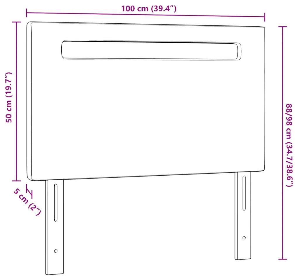 Fejtámla LED -es lámpákkal fejtámlával Cappuccino 100 cm PVC