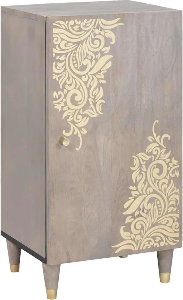 vidaXL Széf polcokkal Szürke és Arany 40 x 33 x 75 cm Tömör Mangófát
