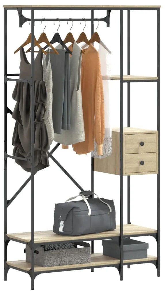 vidaXL sonoma tölgy szerelt fa ruhatartó polcokkal