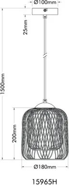 Globo 15965H Függesztett lámpa, matt homokszínű fém, matt homokszínű/fehér fémfonat, fehér PVC kábel, magasság rövidíthető, ø: 180mm, M: 1500mm, 1x E27 40W 230V izzó nélkül