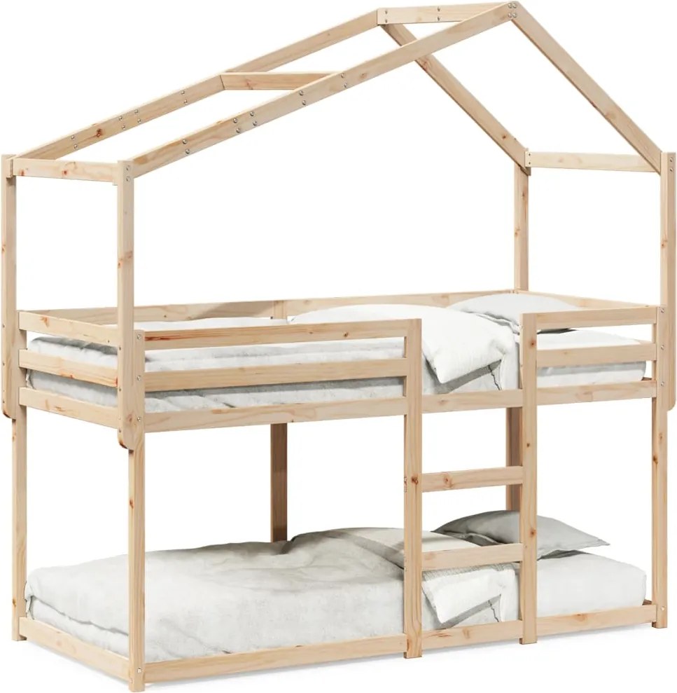vidaXL tömör fenyőfa emeletes ágy matrac nélkül 90 x 190 cm