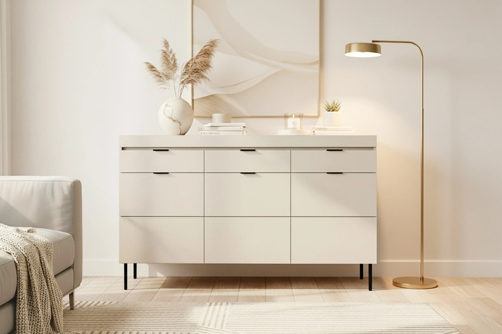 Sentia 157 háromajtós komód három fiókkal - kasmír / fekete