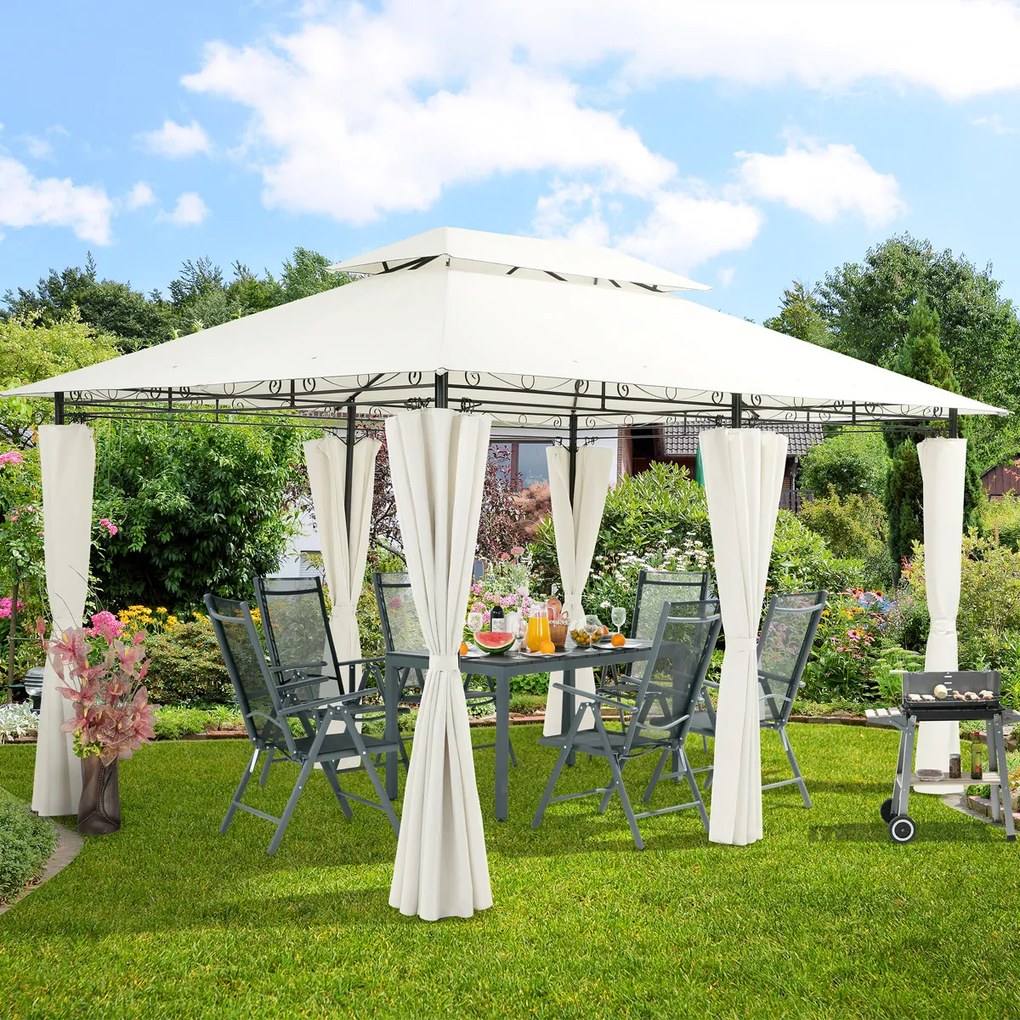 Casaria® Kerti pavilon Topas 4x3 - krém