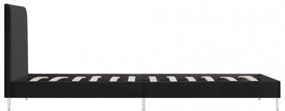 fekete szövetkárpitozású ágykeret 90 x 200 cm