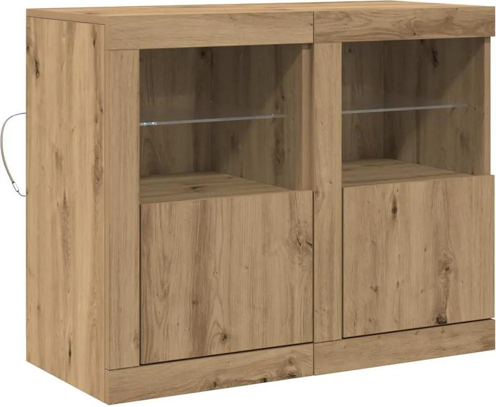 vidaXL LED tálaló 2 pcs Artisan tölgy 41 x 37 x 67 cm Faanyag