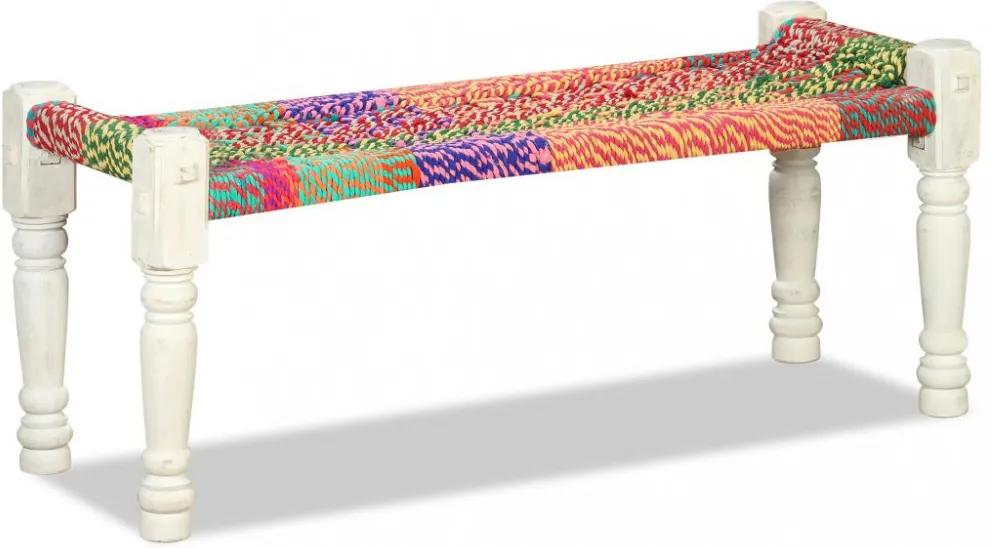 Tömör akácfa pad színes chindi szövethuzattal
