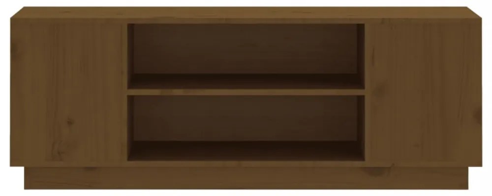 mézbarna tömör fenyőfa TV-szekrény 110 x 35 x 40,5 cm
