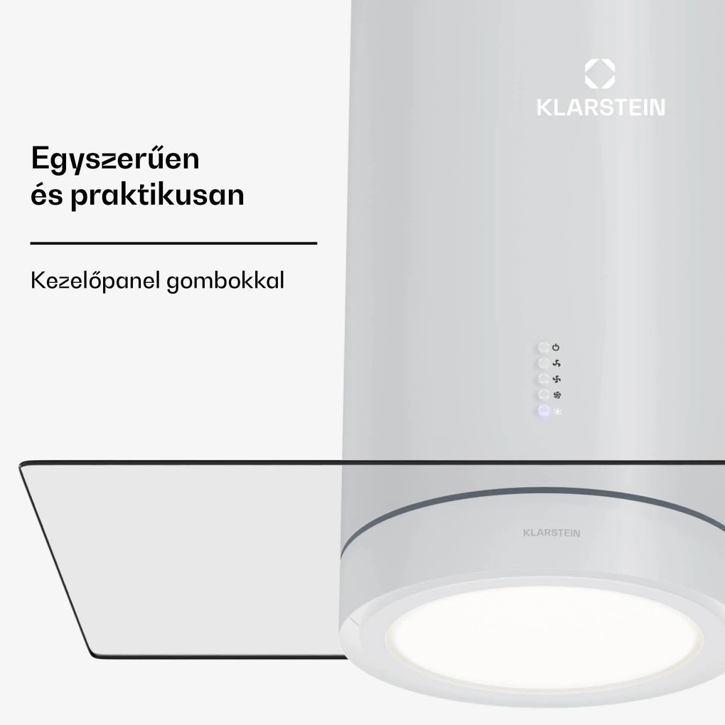 Klarstein Beretta Premium Smart, sziget páraelszívó, 544 m³/h, alkalmazás, elszívás/légkeringetés, LED, aktívszenes szűrő