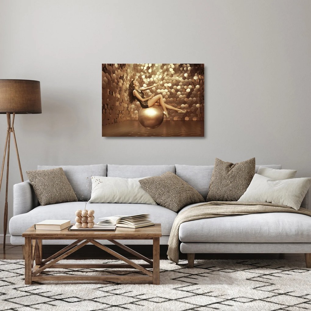 Egy nő képe egy arany szobában (üvegen) (70x50 cm)