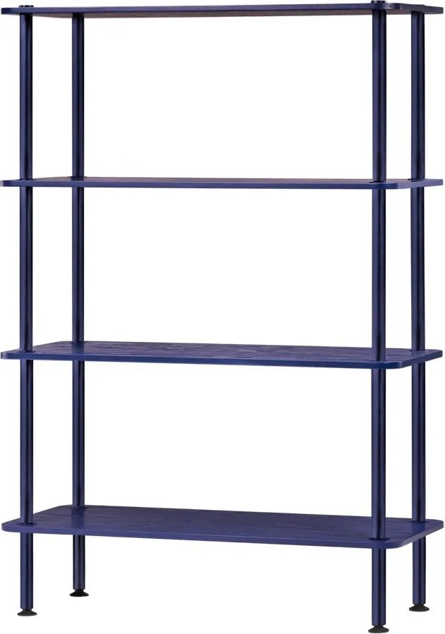 Kék polcos állvány tölgyfa dekorral 80x127x35 cm Teidi – noo.ma