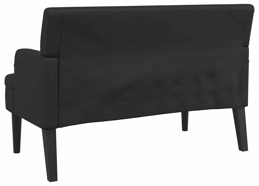 fekete műbőr pad háttámlával 112 x 65,5 x 75 cm