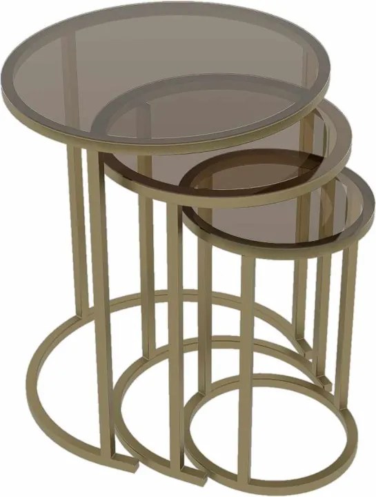 Milas üveg dohányzóasztal, antik-bronz, Ø47 cm