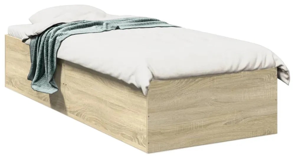 sonoma tölgy színű szerelt fa ágykeret matrac nélkül 75x190 cm