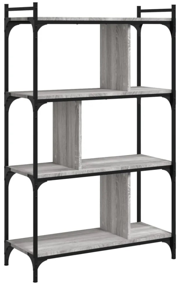4 szintes szürke sonoma színű fa könyvespolc 76 x 32 x 123 cm