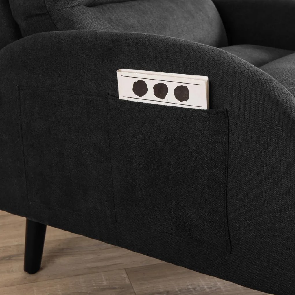 Kényelmes Fotel Fekete Színben Lábtartóval. HENRY