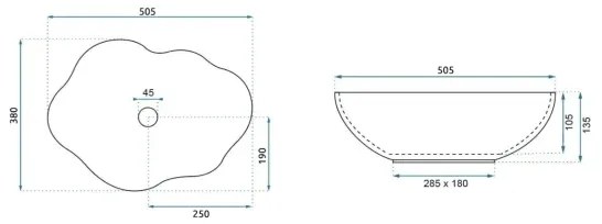 REA-U0265 - Pultlapra helyezhető PEARL mosdó 38x50,5 cm kerámia/fényes fehér
