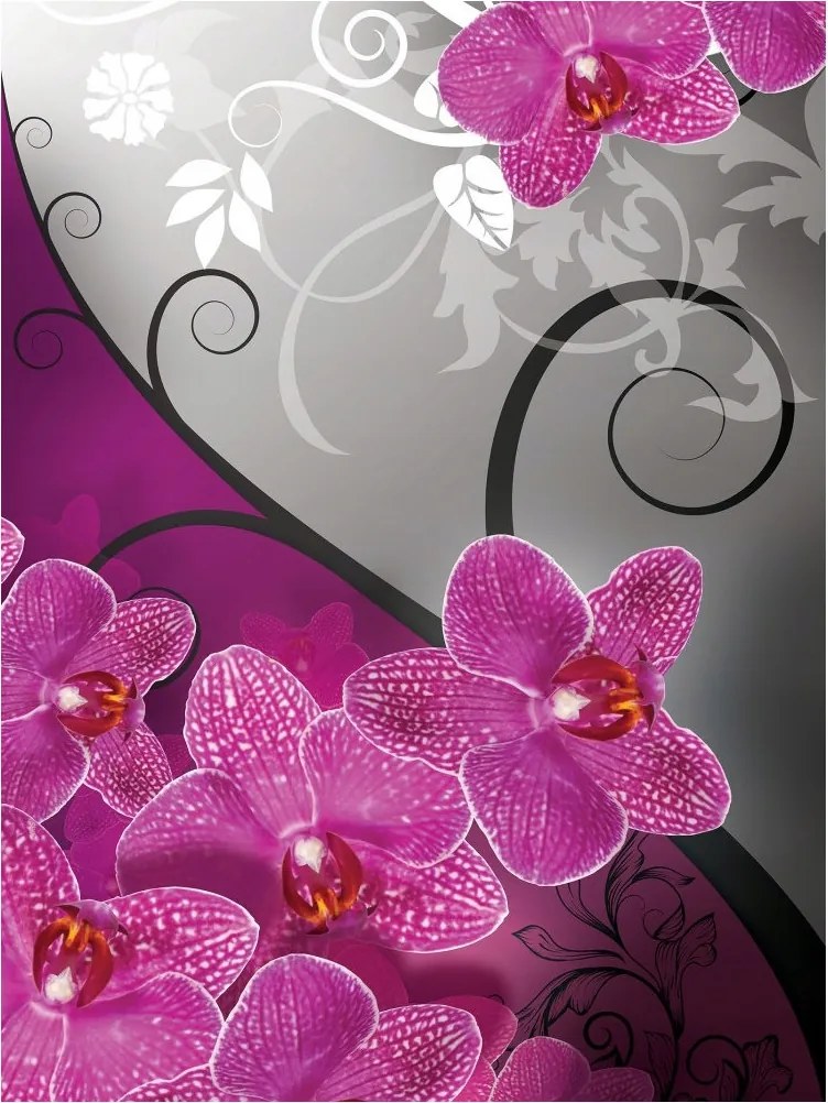 Fotótapéta Orchideák rózsák és lilák vinil 184x254 nappaliba és hálószobába +ragasztó