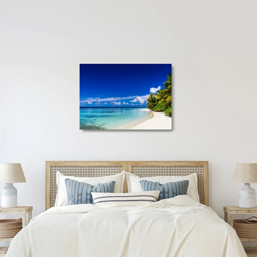 Egy trópusi tengerpart képe (üvegen) (70x50 cm)