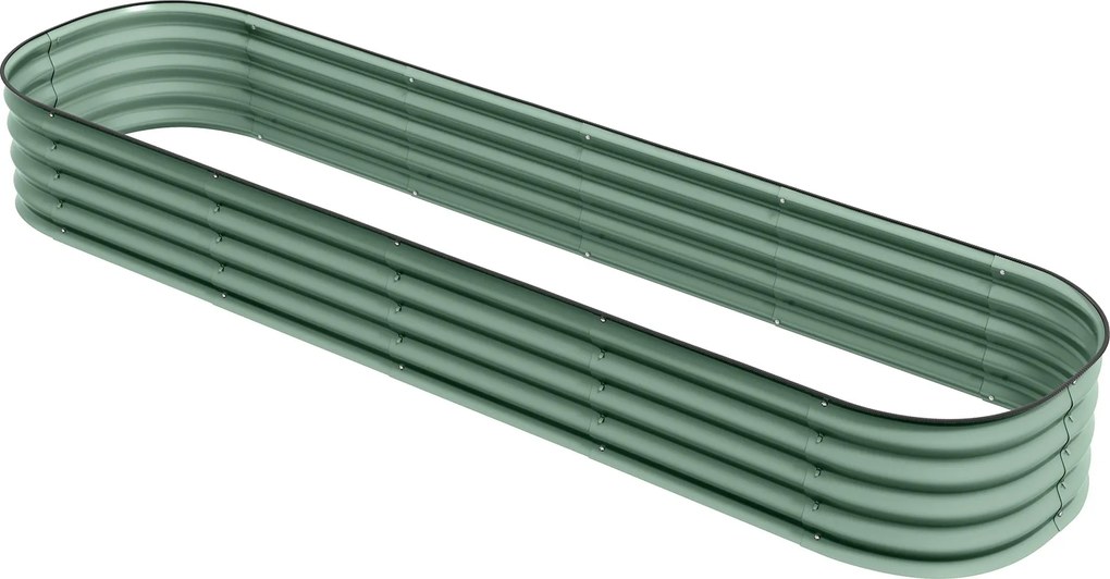 Outsunny Emelt Négyzetes Kertészláda Moduláris Acélból Zöld, 240 x 62 x 30 cm | Aosom