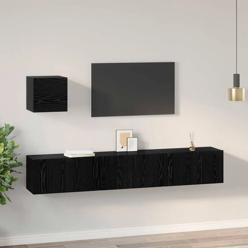 TV szekrény garnitúra 4 pcs Musta tammi 60 x 30 x 30 cm Faanyag