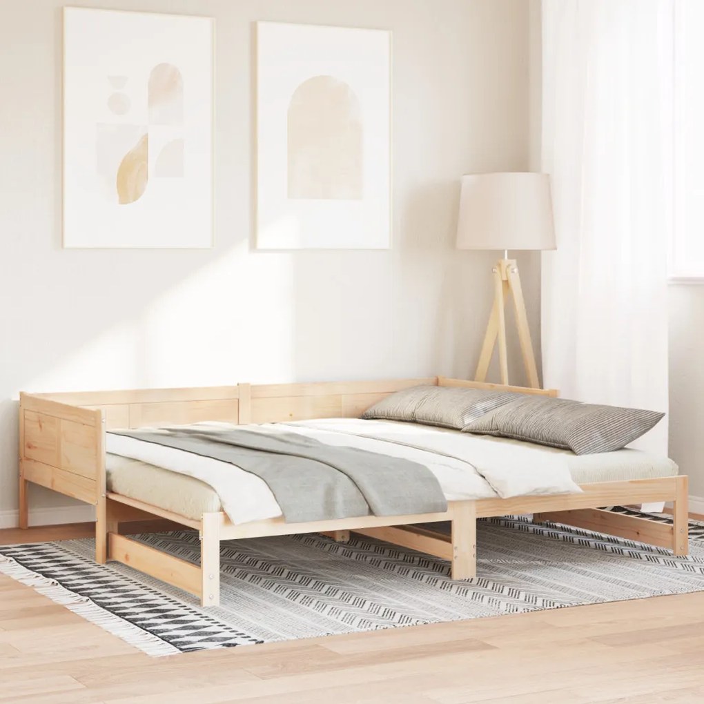 Kihúzható napágy 90x200 cm Tömör fából készült fenyő