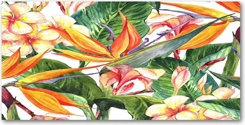 Konyhai panel Trópusi virágok 120x60 cm Ragasztó