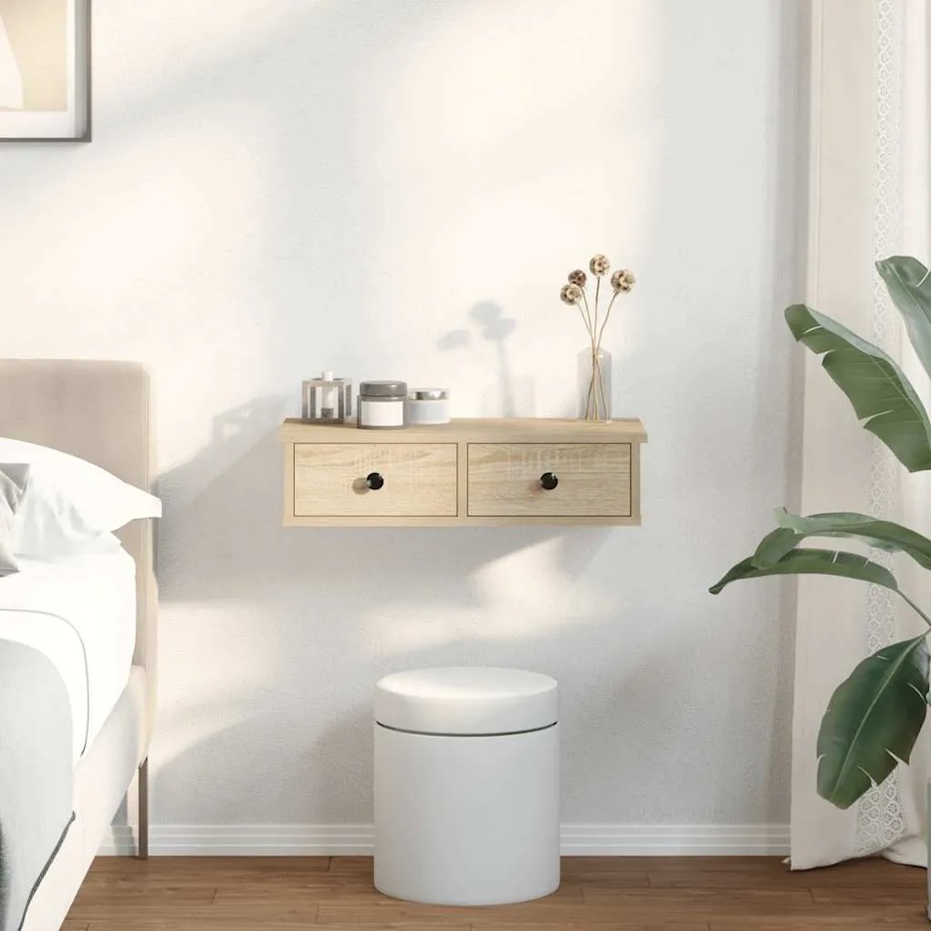 Falipolc fiókokkal sonoma tölgy 60x25x15 cm műszaki fa