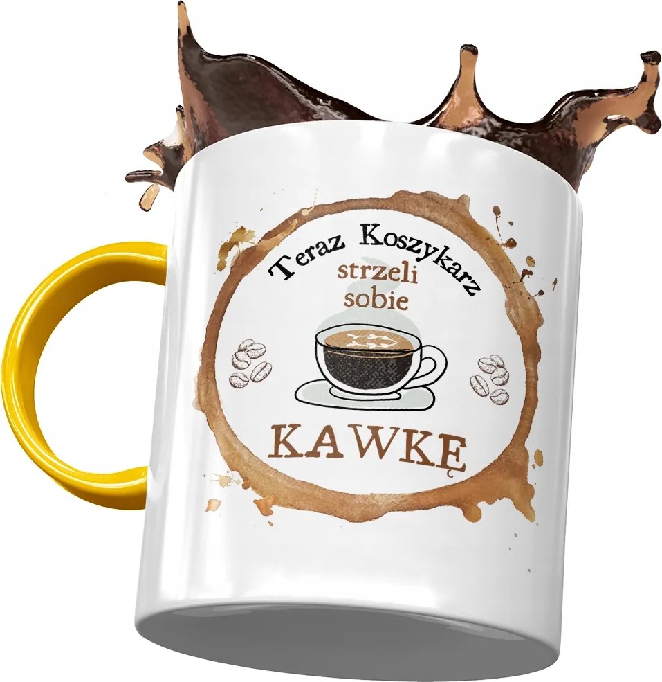 Sárga Bögre Kosárlabdázónak Kávéscsésze Nyomtatott Fotóval