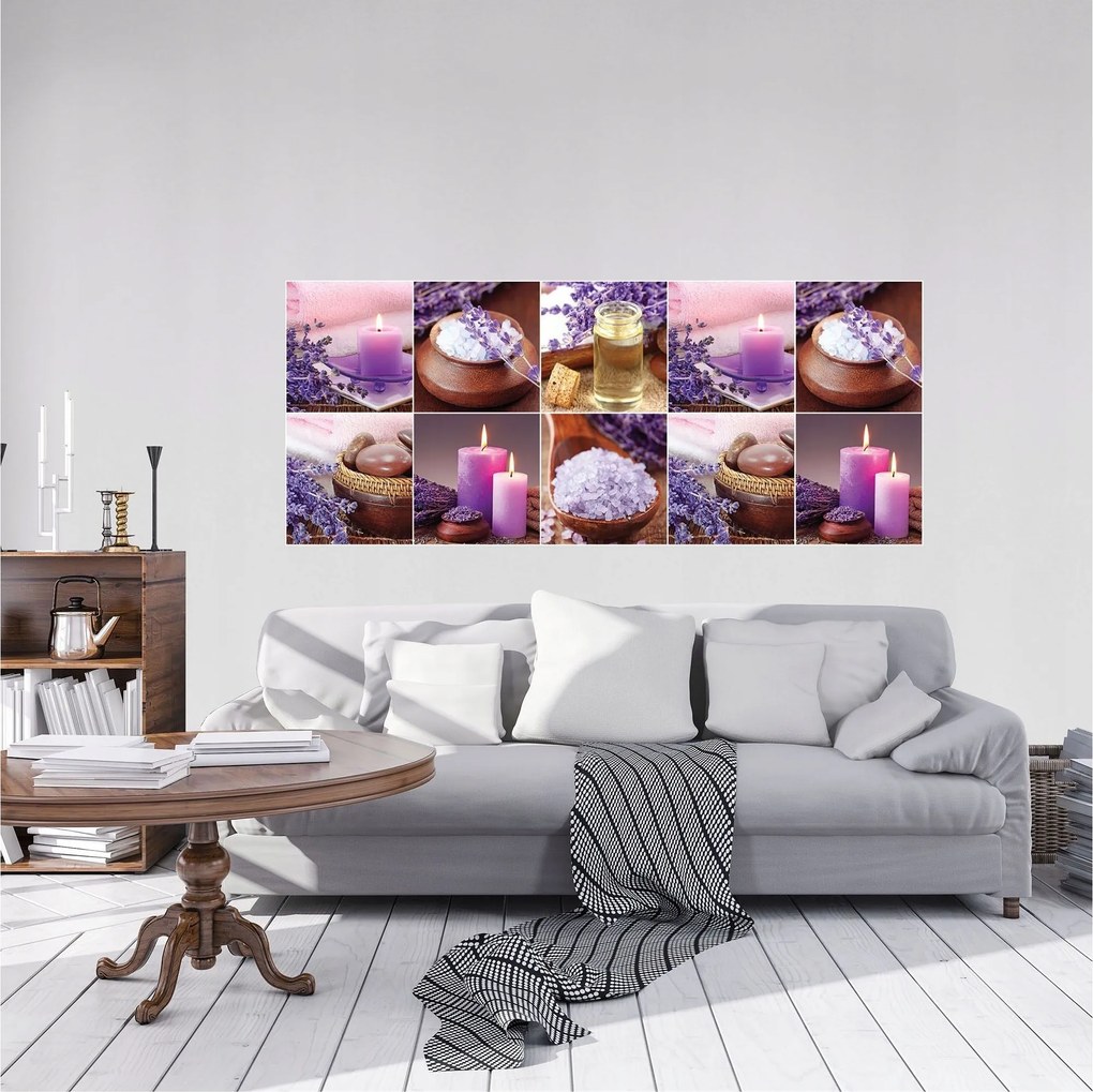 Flizelin fotótapéta Levendula &amp; Spa Pihenés otthon 250x104 Gyertyák +ragasztó