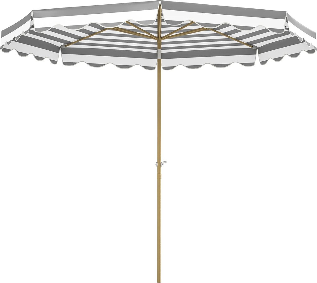 Outsunny Terasz Külső Napernyő Ø268 cm Kert Napernyő Dönthető Szöggel és Kurblival UV 50+ Védelemmel a Teraszhoz Szürke és Fehér | Aosom