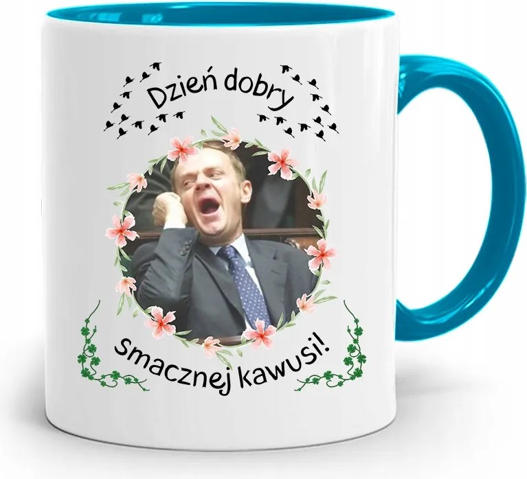 Donald Tusk Kék Bögre Platform Ajándék fényképes nyomtatással