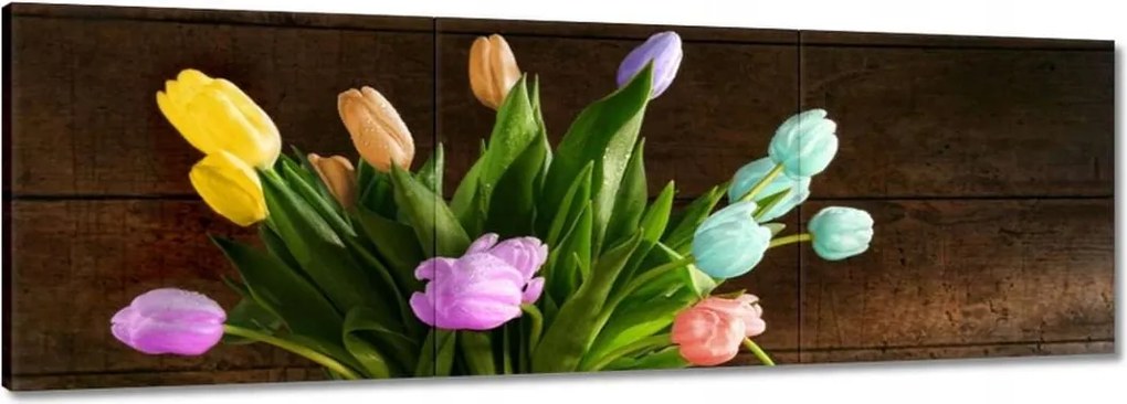 Vászonkép 120x40 Csokor Színes tulipánok