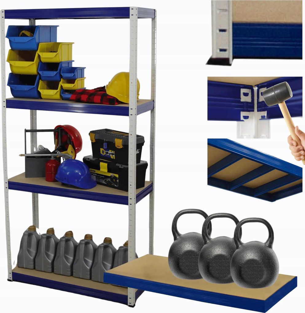 Helios fém tároló állvány garázs állvány 180x75x40cm 4Px350kg Pl