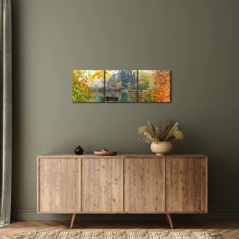 Egy tó képe (órával) (90x30 cm)