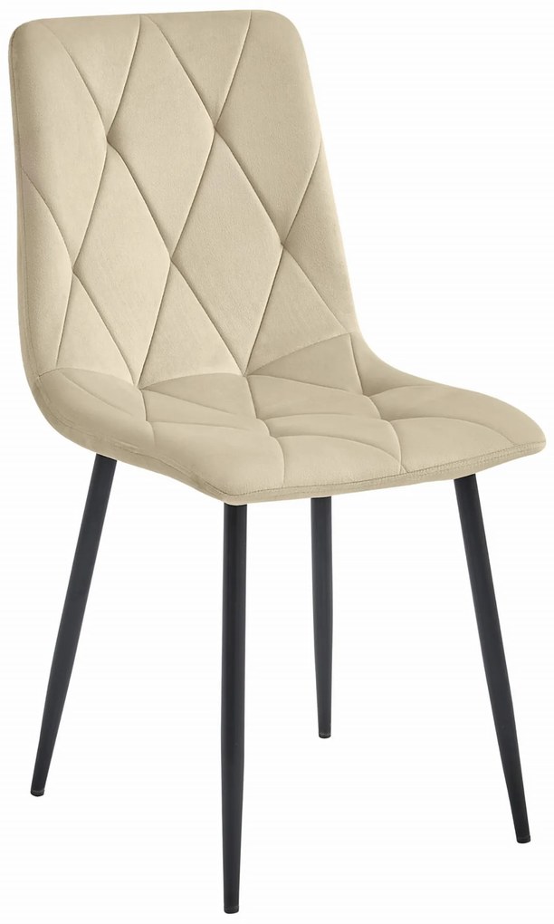Világos bézs bársony étkezőszék LIBRA fekete lábakkal