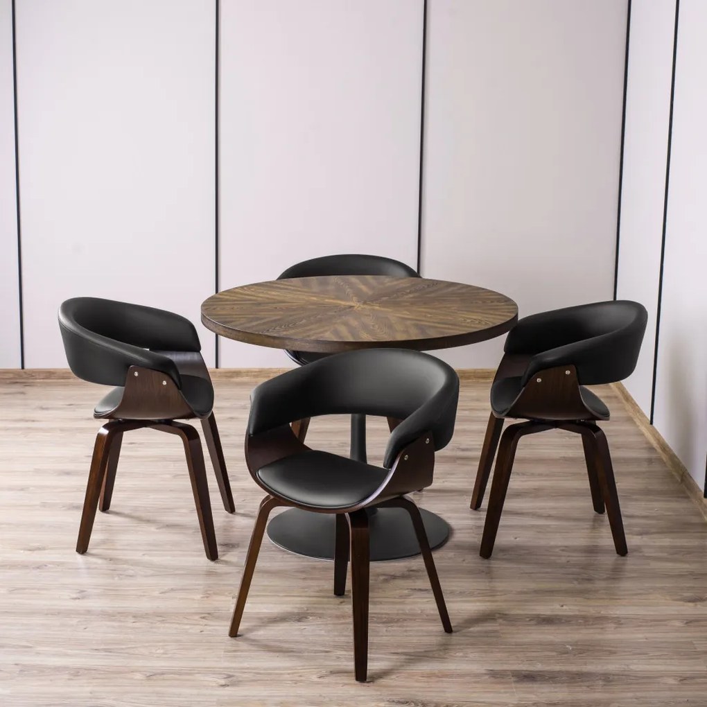 Elegáns Étkezőszék Dió/Fekete Eco-bőr Kárpittal. GARY