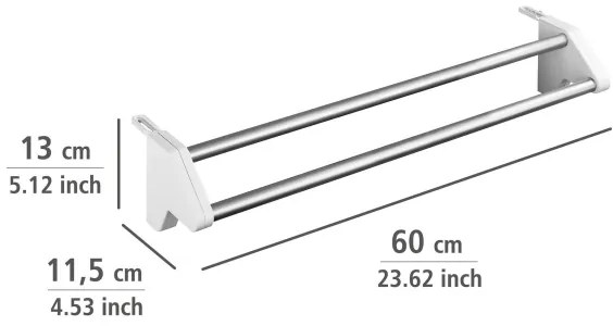 WENKO 3703100 - TWIN ruhaszárító 60x13 cm ezüst/fehér