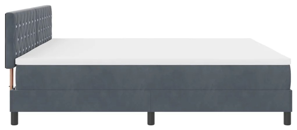 Boxspring Ágy Mattal és LED Világítással Sötét Szürke 200x200 cm Bársony
