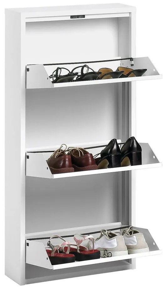Fehér fém billenő ajtós cipőtartó 50x103x15 cm Ode – Kave Home