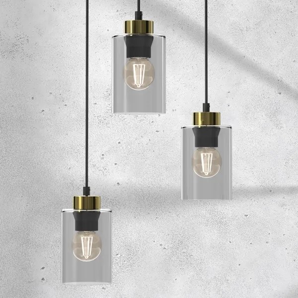 Csillár zsinóron CHIC 3xE27/60W/230V fekete/szürke