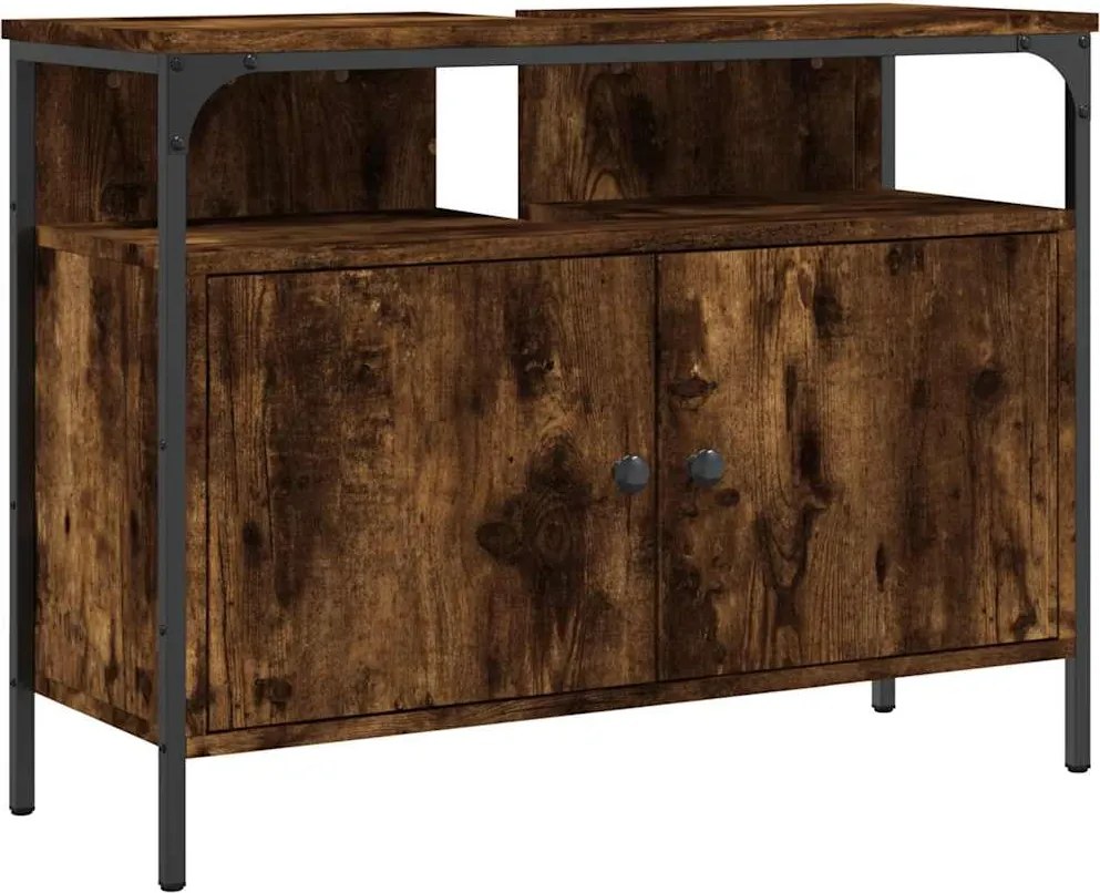 vidaXL füstölt tölgy szerelt fa fürdőszobai mosdószekrény 80x30x60 cm