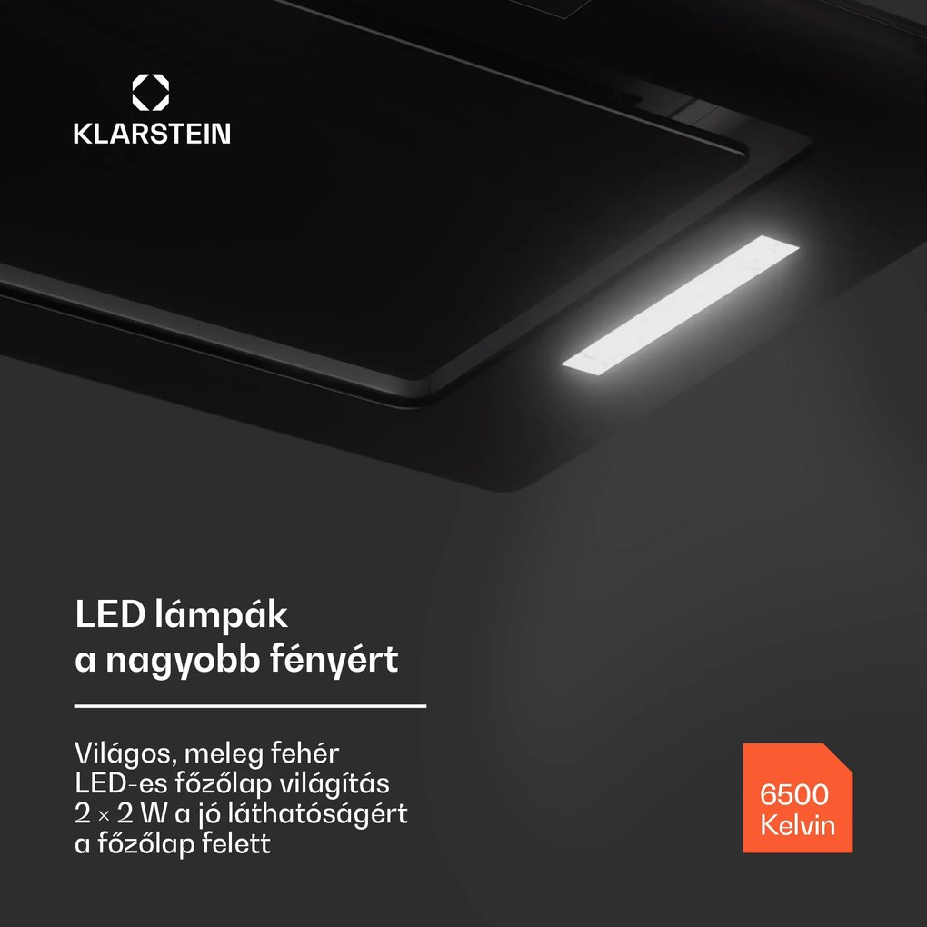 Klarstein Hektor Eco, páraelszívó, 60 cm, 466 m³/ó, érintéses vezérlés, üveg