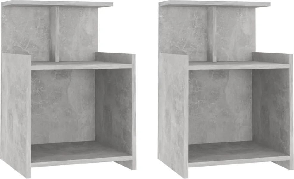 vidaXL 2 db betonszürke szerelt fa éjjeliszekrény 40 x 35 x 60 cm