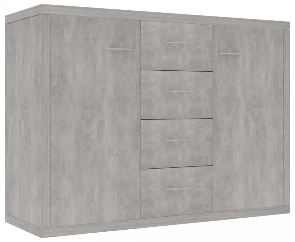 betonszürke szerelt fa tálalószekrény 88 x 30 x 65 cm