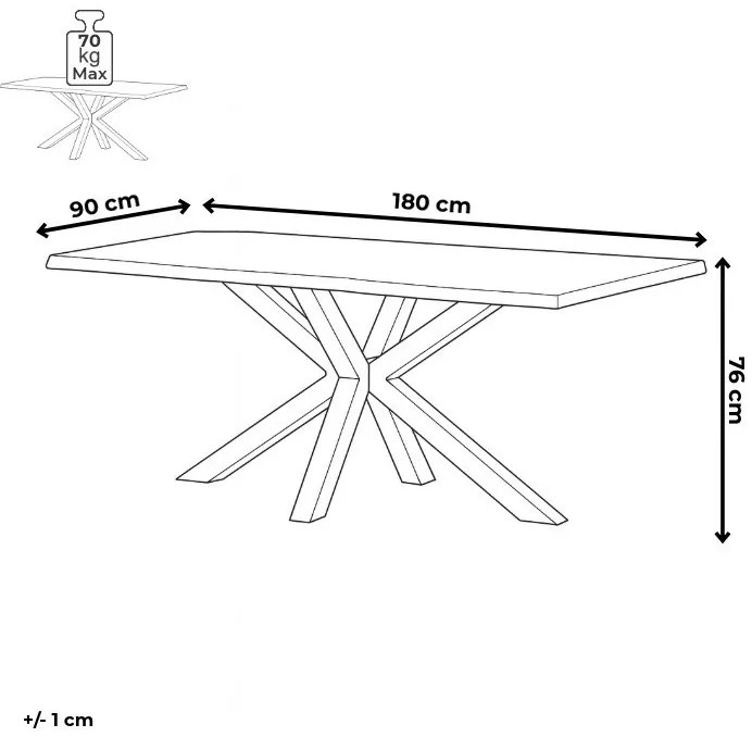 Étkezőasztal Öregtölgy/Fekete Színben. 180x90cm. HT-F4618 OLW