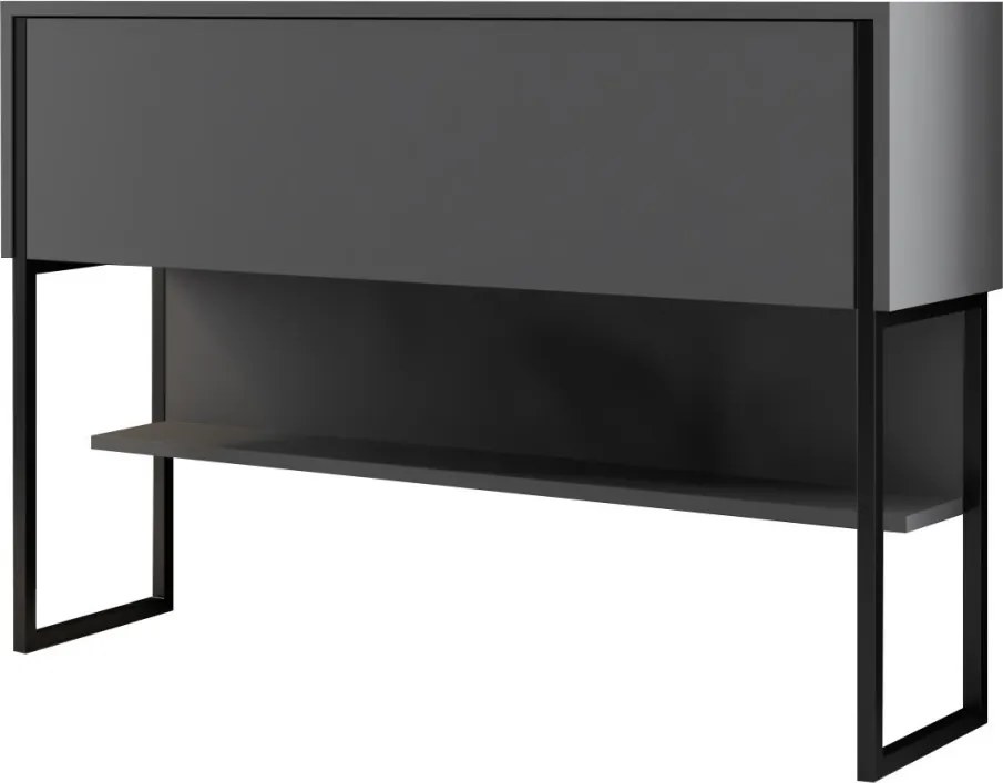 Komód, fekete-antracit, 120 cm